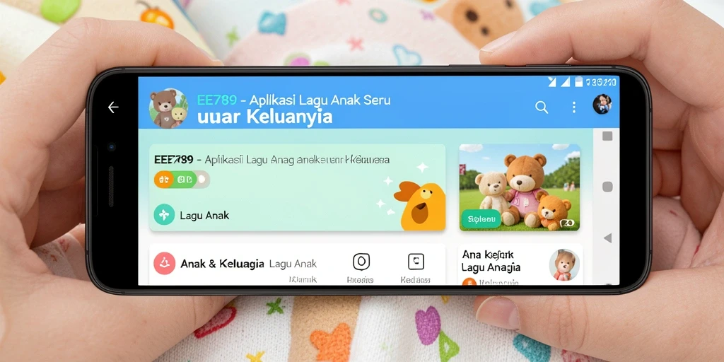 Tampilan antarmuka aplikasi EE789 dengan lagu-lagu anak.
