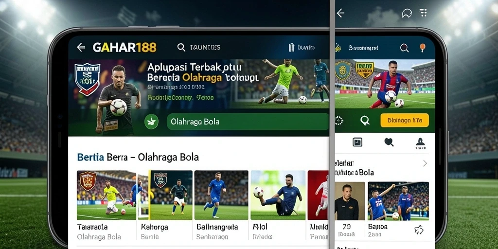 Antarmuka GAHAR188 menampilkan berita olahraga bola terbaru.