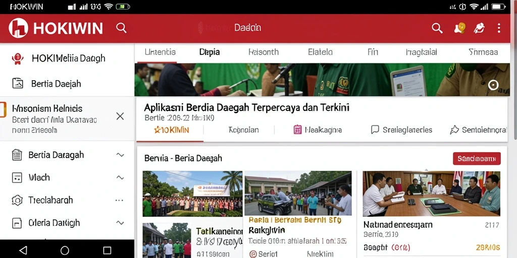 Tampilan antarmuka HOKIWIN menampilkan berita terkini dari daerah.