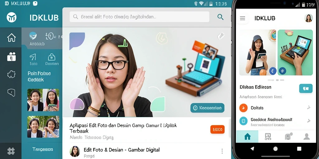 Antarmuka intuitif aplikasi IDKLUB untuk pengeditan Gambar Digital.