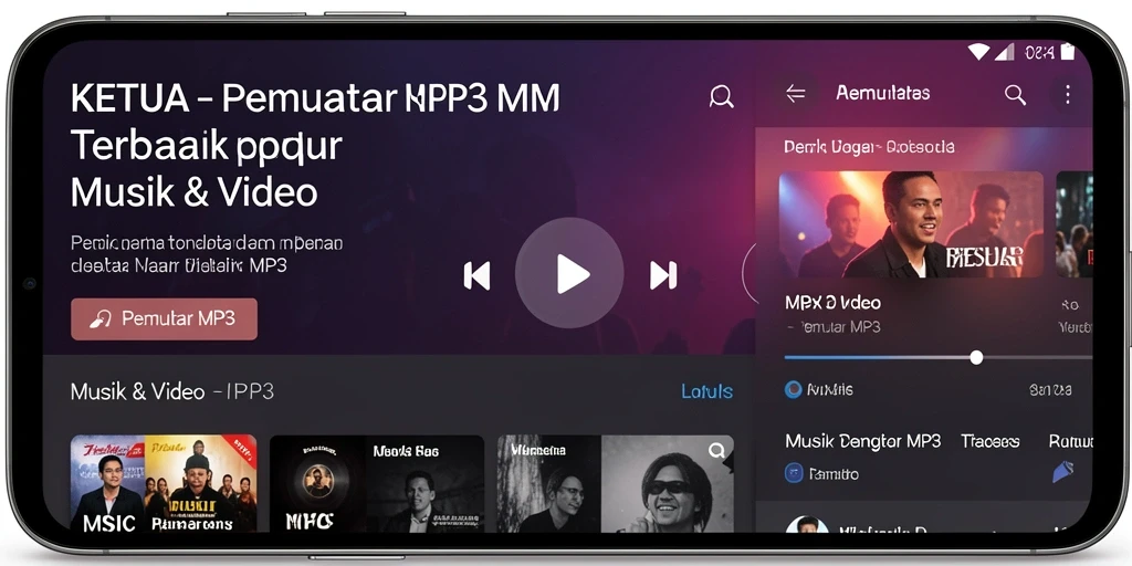 Tampilan antarmuka KETUA untuk Pemutar MP3 yang menarik dan fungsional.
