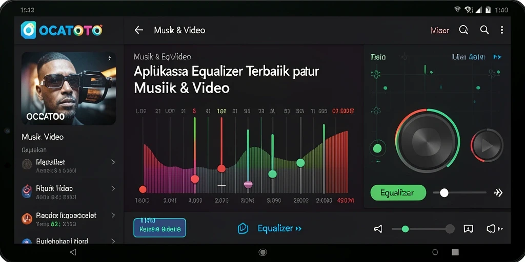 Tampilan antarmuka OCATOTO yang menarik untuk mengatur equalizer suara.
