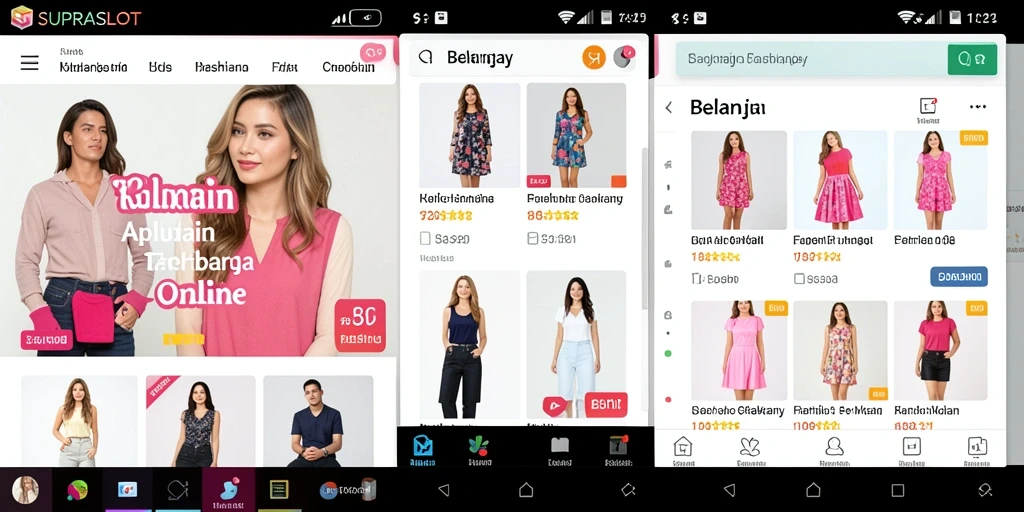 Tampilan antarmuka aplikasi Fashion SUPRASLOT yang modern dan menarik.