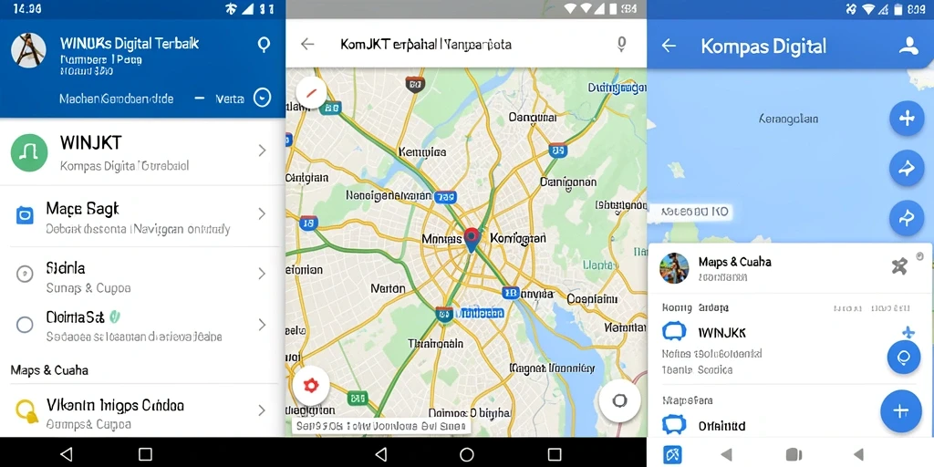 Antarmuka pengguna WINJKT dengan fitur navigasi Kompas Digital yang intuitif.