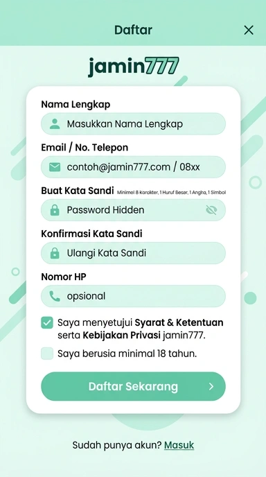Panduan Lengkap Registrasi Akun Jamin777 untuk Pengguna Indonesia